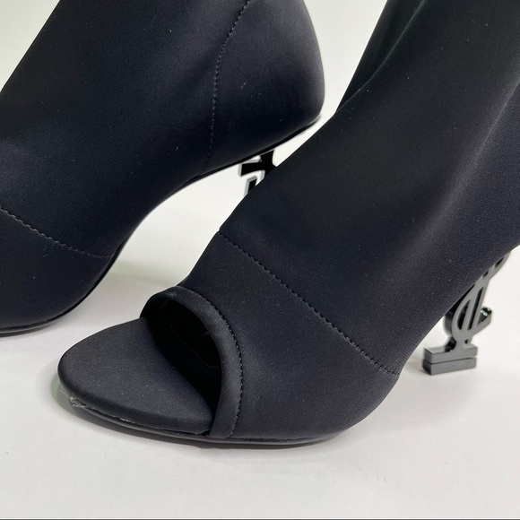 CAPE ROBBIN Infinite All The Riches Cash Money Sign Heel Open Toe Stretchy Boots - Picture 7 of 13